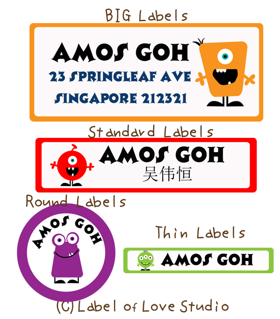 Name Stickers Labels Singapore Monster