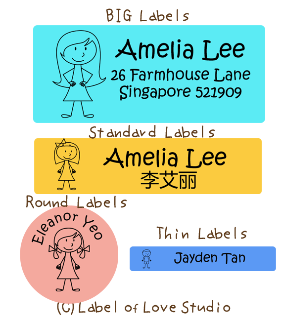 Name Stickers Labels Singapore Stick Man